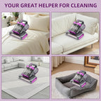 BESTING Mattress Vacuum Cordless with 16Kpa Suction & HEPA Dust Cups, 253.7nm UV-C Light & Ultrasonic, Low Noise Widened Suction Port Handheld Vacuum for Bed Pillows Couch Car Seat Rugs, Gray Purple