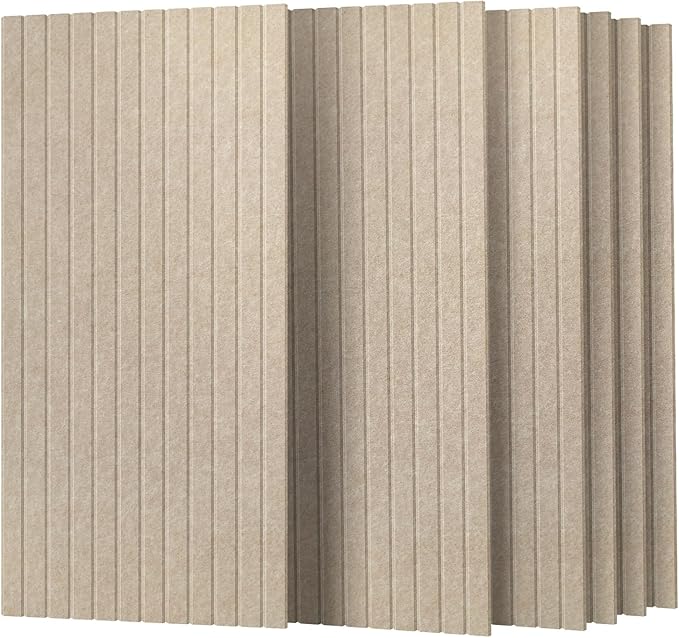 UMIACOUSTICS 6 Packs Acoustic Panel,47.2 x 23.6 Inches Decorative Sound Proof Panel for Office,Home Theater,Studio,Light Tan