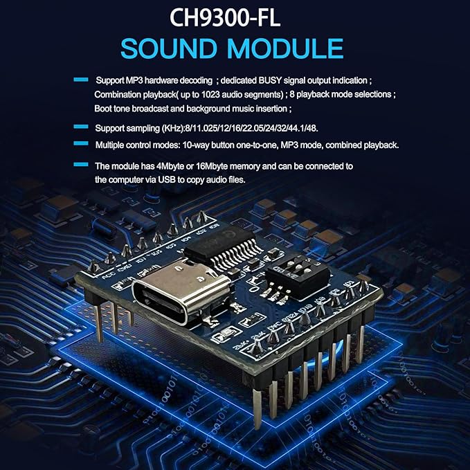 XLW Voice Playback Module,16M Sound Board MP3 Music Player with Speaker,DC3.6-5.2V,USB Downloadable 10 IO Trigger Serial Port Control for Voice Prompts, Broadcast Device Factory, Xmas DIY-5 Pack+Horn