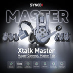 SYNCO Xtalk Master Wireless Intercom Headset System,8 Person 2.4GHz 500m/1640ft Headset with Noise Reduction Program,Real-time Monitoring