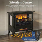 Country Living Infrared Freestanding Electric Fireplace Stove Heater in Bronze | Multiple Flame Colors, Metal Design with Faux Wooden Logs | Alexa/WiFi Enabled - Remote Included