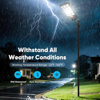 Solar Street Lights Outdoor Waterproof, 30000LM 6500K LED Motion Sensor Lights, Solar Flood Lights with Remote, Dusk to Dawn Solar-Powered Parking Lot Light, Commercial Area Lighting for Yard, 2-Pack