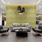 STICKGOO 3D Wall Panels for Interior Wall Decor, Champaign Gold Wave Design Accent Wall Panels, 19.7" x 19.7" Decorative PVC Wall Panels for Living Room, Lobby, Office