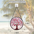 DASTOLL Stained Glass Window Hanging, Pink Love Heart Tree Suncatcher Hangings Beige Sun Catchers Decor for Birthday Holiday for Women, Men, Wife, Aunt, Mom 7.8 in