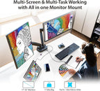 j5create Dual Monitor Mount with 10-in-1 Docking Station, Fully Adjustable Monitor Desk Stand for 2 Screens up to 32 inch, Conveniently Set Optimal Angle and Maximize Productivity (JTSA302)
