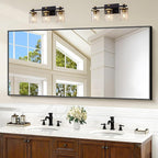 Black Bathroom Mirror for Wall, 60x30 Inch Rectangle Mirrors with Metal Frame, Modern Vanity Wall Mirror Decor for Bathroom Living Room, Entryway Hangs Horizontal or Vertical