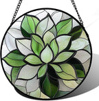 CRISGIF Stained Glass Window Hanging - Ireland Green Plants Suncatcher for Doors Garden Succulent Sun Catchers Decor Mother's St. Patrick's Day Birthday for Women Men Mom Nana 15 in