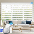 COOLWINDS Motorized Zebra Blinds for Windows Cordless Electric Curtains with Remote Control Blackout Shades Custom Smart Blinds Compatible with Alexa Google Home(Custom)