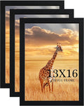 TKYGU 13x16 Picture Frame Set of 3,Wooden Frame Wall Gallery Poster Black with Durable Shatter Resistant Plexiglass for frame best gift