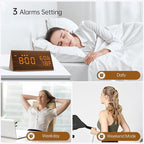 JALL Digital Alarm Clock, with Wooden Electronic LED Time Display, 3 Alarm Settings, Humidity & Temperature Detect, Wood Made Electric Clocks for Bedroom, Bedside (Brown)