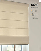 Graywind Smart Roman Shades 60% Blackout Compatible with Alexa Google Rechargeable Motorized Blinds Remote Plain Fold, Custom Size (Light Filtering Matelasse Offwhite)
