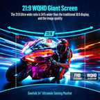 Gawfolk 34 Inch Ultrawide Curved Gaming Monitor, 1500R PC Screen UWQHD 3440x1440, 165hz Curved Computer Screen with FreeSync, Multi-Directional Adjustable Base
