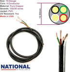 NATIONAL Wire & Cable – 10 AWG 4-Conductor Premium Copper Wire, 25 ft, Stranded | Made in USA, Heavy-Duty Flexible Jacket | Automotive, Solar, Battery, Indoor and Outdoor Use