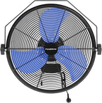 Fanqiebros 4580 CFM 18 inch High Velocity Wall Mounted Fan, 3-Speed Metal Fan with Sealed Motor, 360 Degree Tliting Heavy Duty Wall Fan for Patio, Barn, Garage, and Gazebo - UL listed