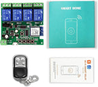 Newgoal 4 channelsWiFi Wireless Smart Switch Inching Self-locking Relay Module, be applied to access control Tuya SmartLife APP,DIY WIFI Garage Door Opener With 433 MHz RF remote control