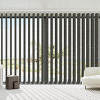 Blindify Motorized Vertical Blinds Compatible with Alexa Google Home, Blackout Sliding Door Shades Smart Vertical Blinds Remote Control Customize, Light Coffee