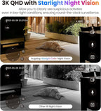 Hugolog 3K 5MP Outdoor Indoor Security Cameras for Home Security, Home Camera with Starlight Color Night Vision,Built-in Spotlight,Motion Detection,2-Way Talk,US Cloud & Local Storage,Works with Alexa
