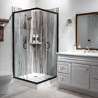 Palisade 78in x 36in x 36in Waterproof Vinyl Corner Shower Surround Kit with Accessories in Louvre Granite
