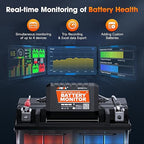 ANCEL BM Series 24V 12V 6V Battery Monitor - BM300 Pro Bluetooth 5.3 Battery Monitor with Charging, Cranking System Test & Alarm - IP67 Waterproof Voltmeter for Trucks, Cars, Motorcycles, Boats