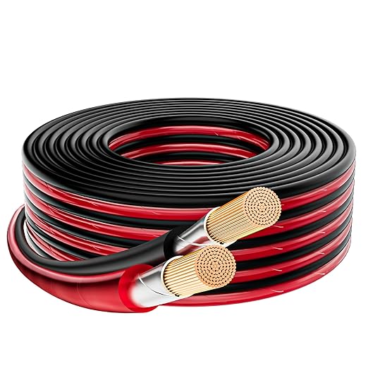 Mygatti 14/2 Gauge Speaker Wire 20FT, 14/2 AWG 2 Conductors OFC Pure Copper Electrical Red Black Cable for Car Speakers Stereo, Home Theater, Automotive Wire, Aluminum Foil Shield, Flexible Clear PVC
