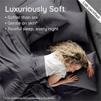 Bambaw 100% Viscose Derived from Bamboo Sheet Set Full Size – 4pcs Cooling Sheets for Hot Sleepers, with Elastic Corner Straps, Soft Bedding Set, Luxury Sheets Full Size (Charcoal)