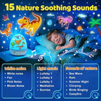 Dinosaur Toys for Kids 3-5 | 15 Sleeping Sounds+12HD Films+7 Colors+360°Rotating | Easter Dinosaur Egg Light Dinosaurs Primal Hatch Boy Toys for Boys Star Projector Sound Machine Egg Light for Nursery