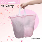 Guozcaray 2 Pcs Special Zoning laundry bag for delicates with handles mesh laundry bags washing machine laundry totes travel storage and sorting bag (Pink2)