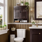 SMIBUY Bathroom Cabinet Wall Mounted, Bamboo Over-The-Toilet Storage Organizer, Space Saver Medicine Cabinet with 2 Door and Adjustable Shelves (Dark Brown)