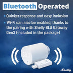 Shelly Blu TRV & Blu Gateway Gen3, Bluetooth-Operated Smart Thermostatic Valve, Smart Thermostatic Radiator Valve, Temperature Control, Home Automation, Compatible with Alexa, Google, Home Assistant