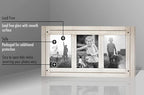 Americanflat Hinged 4x6 Triple Picture Frame with 3 Photo Openings and Polished Glass - Distressed Wood Collage Picture Frames for Tabletop and Wall Display - Hampton Collection - Aspen White