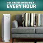 GermGuardian Air Purifier for Home with HEPA Pure Filter, for Wildfire Smoke, Pet Dander, Pollen, Odors, Large Rooms Up To 870 Sq. Ft., Removes 99.97% Pollutants, UV-C Light, 28", AC5350W, White
