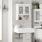 Spirich Bathroom Cabinet Wall Mounted, Medicine Cabinet Organizer with Glass Doors and Adjustable Shelves, Bathroom Wall Cabinet Over Toilet, White