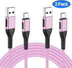 Durcord USB C Cable,2Pack 6ft Fast USB Type C Charging Cable for Android/Phone/Pad/Laptop, Type C Charger Braided USB Cable Compatible with iPhone 15 Pro/Plus/Max/Android/Phone/Pad Rose Gold