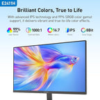 KOORUI 24-inch 120Hz Gaming Monitor IPS FHD (1920 x 1080P) sRGB 99% Support Freesync Computer Monitors VESA Mount HDMI & VGA Ports E2411H
