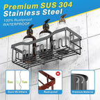 EUDELE 5-Pack Rustproof Stainless Steel Shower Caddy – No Drill Adhesive Bathroom Organizer with Large Capacity, Spacious Shower Shelves for Inside Shower, Kitchen & Home Decor Storage-XL Size