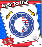 Rosenpatio Visual Timer for America Flag - Timers for Classroom Teachers 60 Minutes Countdown Home School Study Tool, Non-Ticking Rotating Timer for Exam Work Kitchen Office Gym, 1 Pack