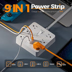 Surge Protector Power Strip with 1700 Joules Protection, TESSAN 5FT White Extension Cord with 6 AC Outlets, 3 USB Ports(1 USB C), Multiple Outlets Flat Plug Power Strip, for Home Office Dorm