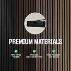 2-Pack Acoustic Wall Panels - Wood Slat Wall Decor - Soundproof Panels