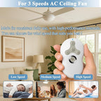 Universal Ceiling Fan Remote Control Kit, Replacement for Hampton Bay, Hunter, Harbor Breeze, 3 Speed with Light Dimmer, 434MHz, with Wall Mount