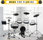 AKLOT Fully-Expandable Electric Drum Set: Independent Stand System, 12" Wooden Snare, Independent Hi-Hat and Triple-Zone Ride Cymbal, Mesh Bass Drum, 475 Sounds, Drum Sticks, Lesson Book (B-CORE546)