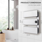 K&KALONZO Electric Towel Warmer, 18.35" W x 22.8" H Wall-Mounted Towel Heater with Built-in Timer, Waterproof Aluminum Towel Warmer for Bathroom, Support Plug-in and Hardwired, Silver, K3-R-S