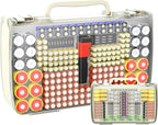 Aptbyte Battery Organizer Storage Holder Box Case with Tester- 269 Batteries Double-Sided Variety Pack, Holds AA AAA 4A C D Cell 9V 3V Lithium LR44 CR2 CR123 CR1632 18650 Button- White(Box Only)