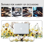 BFUKVOU Large Keyboard Mouse Pad Set, Extended Mouse Pad+Keyboard Wrist Rest Support, Memory Foam Ergonomic Easy Typing, 4Pcs (31.5×11.8 in) Desk Pad Set for Office Home,Deer and Sunflowers