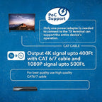 OREI 1x4 HDMI Extender Splitter HDBaseT 4K, Multiple Over Single Cable CAT6/7 4K@60Hz 4:4:4 HDCP 2.2 With IR Remote EDID Management, HDR - Up to 400 Ft - Loop Out - Low Latency - Full Support
