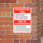 Brimar - 10" x 14" - Bilingual Construction Area Rules Sign - .055″ Polyethylene Plastic - Bilingual Design - Easy Installation