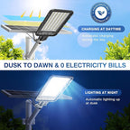 OKPRO 12000W Solar Street Lights Outdoor - 6500K Commercial Parking Lot Dusk to Dawn, Heavy Duty Split Type Solar Lights Outdoor Waterproof with Remote Control for Driveway, Outside(2Pack)