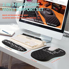 KUOSGM 2-in-1 Ergonomic Set, Wave Rise Keyboard Wrist Rest and Massage Bulge Slope Mouse Pad Wrist Support, Cushion Memory Foam Integrated to Relieve Wrist Pain, Stay Positive