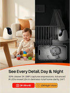 Tenda CP3 Pro 2K Indoor Security Camera with WiFi 6 & AI Baby/Pet Detection – Baby Monitor, Pet Camera for Home, One-Touch Calling, Night Vision, Military-Grade Encryption, No Subscription Needed