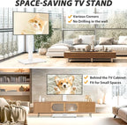 TAVR Universal Floor TV Stand Base for 32-70 Inch TVs up to 110 Lbs with Swivel Height Adjustable Mount, White Tempered Glass Base for Media Storage