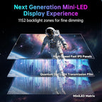 KTC 27 Inch 4K MiniLED Gaming Monitor, UHD 3840x2160 Dual Mode (4K 160Hz/FHD 320Hz), HDR 1400, Fast IPS, Type-C 65W, KVM, VESA, Tilt & Swivel & Height Adjustable, White, M27P6